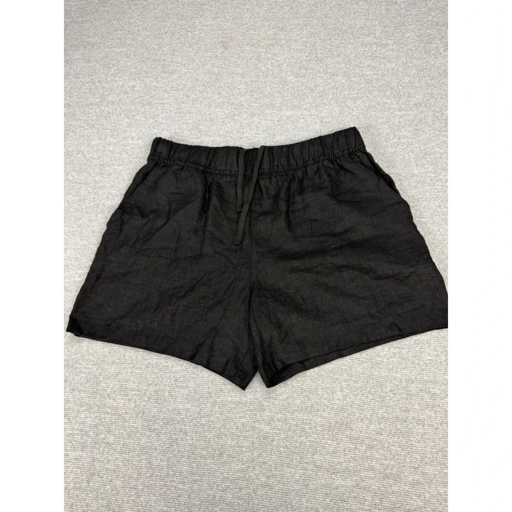 BlankNYC Linen‎ Blend Shorts Black Drawstring Elastic Waist Womens M